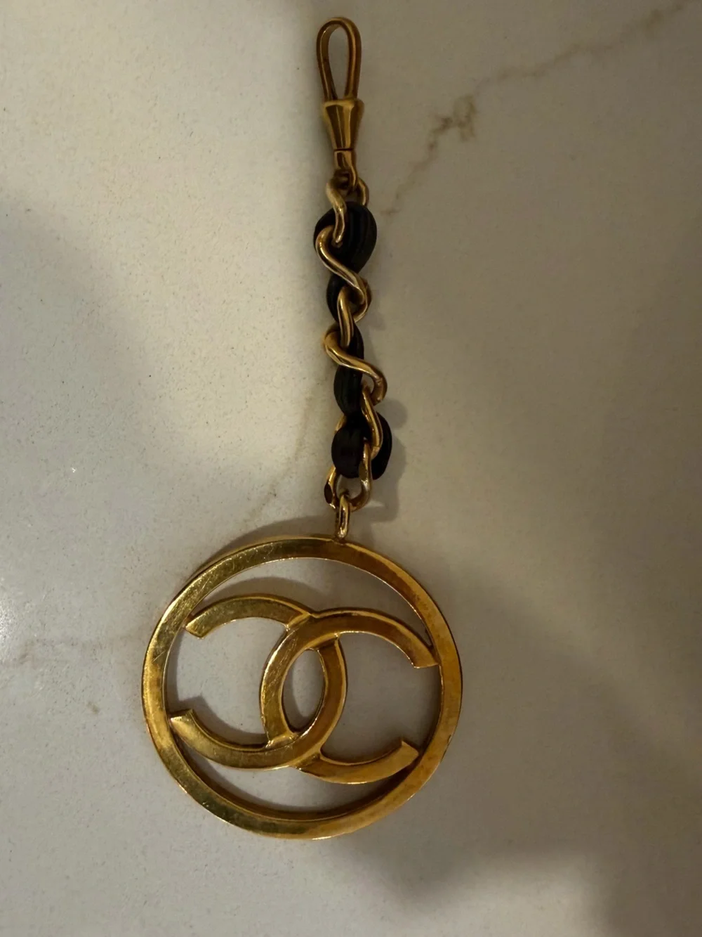 Authentic vintage Chanel bag CC charm 24k gold plated